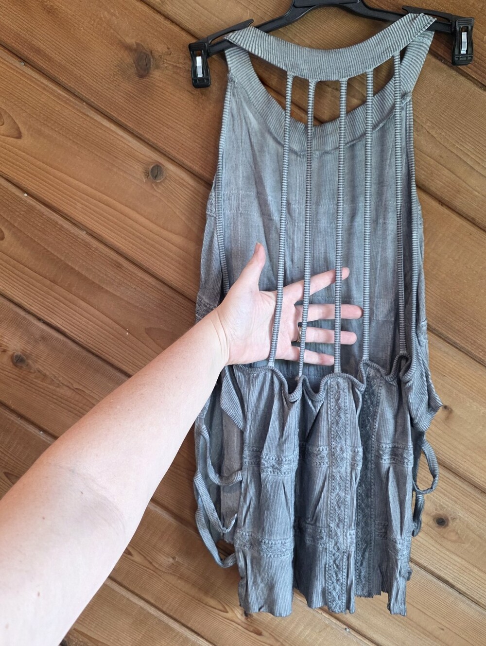 52) POL Sleeveless BOHO Knit Top Sz. Large - Picture 7 of 15